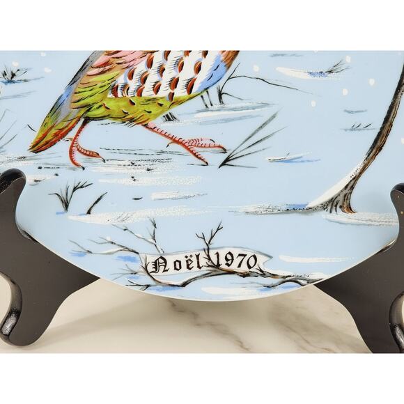 Limoges Partridge In A Pear Tree Christmas Plate Wall Decor 8 1/4" Blue France - Picture 4 of 13